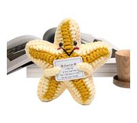 Générique Inspiring Plush Starfish - Positive Knitted Toy for Kids | Wool Cotton 10cm Yellow White, Cute Soft Ornament, Stress Relief Desk Companion, Birthday Gift for Boy Girl School