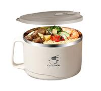 Générique Instant Noodle Bowl With Lid - 1100ml Stainless Steel Cup, Insulated Soup Mug with Handle & Phone Holder, Filterable Drainage Lid for & Pho, Heat-Resistant Dorm Essential | for Office