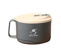 Générique Instant Noodle Bowl With Lid - 1100ml Stainless Steel Cup, Insulated Soup Mug with Handle & Phone Holder, Filterable Drainage Lid for & Pho, Heat-Resistant Dorm Essential | for Office