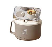 Générique Instant Noodle Bowl With Lid | 15x8.5cm Stainless Steel Portable Food Lunch Container Set | Convenient Cooker Filterable Design, 1100ml Lid & Handle Dustproof Cereal Bowl For Instant