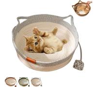 Générique Instinct Basket, Stimuli Cat Bed with Toy Tail, Cats Ear Design, Breathable All Season Universal, Scratch-Resistant for Cats (Grey,Large)