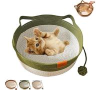 Générique Instinct Basket, Stimuli Cat Bed with Toy Tail, Cats Ear Design, Breathable All Season Universal, Scratch-Resistant for Cats (Green,Large)