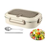 Générique Insulated Food Container, Stainless Divided Lunch Box, Leak-Proof Odor-Resistant Storage, Microwave Safe Meal Carrier, with Spoon Chopsticks for Daycare Beach Backpacking Travel