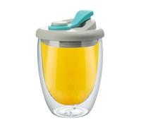 Générique Insulated Glass Tumbler, Clear Thermal Beverage Mug 350ml, Heat Safe Borosilicate Drinkware With Spill Resistant Lid, Stylish Transparent Cup For Espresso Latte Milk Home Office