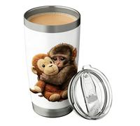 Générique Insulated Stainless Tumbler, 600ml Monkey Pattern Drinking Cup, Portable Travel Mug with Lid, Vacuum Steel Tumbler for Hot Cold Drinks, Reusable Cup with Fun Style, Outdoor Party Home Cafe