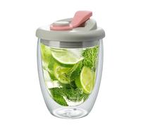 Générique Insulated Thermal Cups - Double Wall Glass Coffee Cup | Ice Milk Cups With Leakproof Lid Leakproof Hot Tea Cupss | 350ml Double Wall Clear Coffee Mug For Home, School