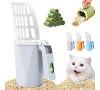 Générique Integrated Cat Litter Scooper, Detachable 2 in1 Cat Litter Scoop with Trash Can and Refills, No Touch Large Capacity Portable Cat Litter Shovel for in/Outdoor (Grey+6Bag)