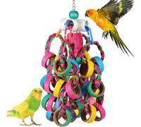 Générique interactifs pour Oiseaux, Ornements de Jeu d'escalade sur perchoir, Ensemble de de Recherche de Nourriture colorés avec Corde et Cloches, activité de Perroquet engageante, Conception AMU