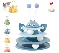 Générique Interactive 3-Layer Cat Toy Tower with Rotating Bee and Rolling Balls, 3 Levels for Chase, Batting & Exercise, for Indoor Cats to Stay Active and Exercise (Blue)