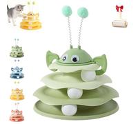 Générique Interactive 3-Layer Cat Toy Tower with Rotating Bee and Rolling Balls, 3 Levels for Chase, Batting & Exercise, for Indoor Cats to Stay Active and Exercise (Green)
