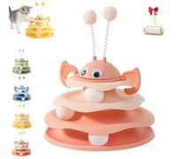 Générique Interactive 3-Layer Cat Toy Tower with Rotating Bee and Rolling Balls, 3 Levels for Chase, Batting & Exercise, for Indoor Cats to Stay Active and Exercise (Pink)