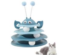 Générique Interactive 3-Layer Cat Toy Tower, with Rotating Bee and Rolling Balls, 3 Levels for Chase, for Playful Cats, Ideal Indoor Cats (Blue)
