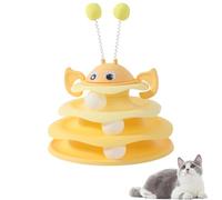 Générique Interactive 3-Layer Cat Toy Tower, with Rotating Bee and Rolling Balls, 3 Levels for Chase, for Playful Cats, Ideal Indoor Cats (Yellow)