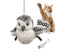 Générique Interactive Bird Cat Toy - Plush 12x10x7cm | Snowy Owl Shape USB Rechargeable Electronic Chirping Toy Touch Activated for Pet Kittens Living Room Home Indoor Play and Travel