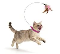 Générique Interactive Cat Collar, Teasing Wand Kitten, 9.25×5.91inch Toy with Feathers Attachment, Fun Neck Accessory, Cat Play Toy with Colorful Design, Pet Entertainment for Home and Yard