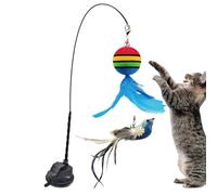 Générique Interactive Cat Teaser Wand, Bird Toys with Suction Cup, Wall Mount Handheld Stick for Boredom, Exercise, Play, Mental Stimulation Fun, Comfortable Handheld