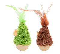 Générique Interactive Cat Toy - 2-Piece Wobble Ball | Cat Exercise Toys with Catnip | Stimulating Pet Fun Games for Alone Time Corner Play Area Apartment Kitchen Home Playroom Pointer Centre Activity