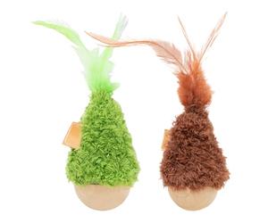 Générique Interactive Cat Toy - 2-Piece Wobble Ball | Cat Exercise Toys with Catnip | Stimulating Pet Fun Games for Alone Time Corner Play Area Apartment Kitchen Home Playroom Pointer Centre Activity