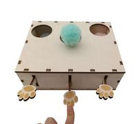 Générique Interactive Cat Toy, Cute Interactive Wood Whack Mole Game, Multifunctional Innovative Puzzle Feeders, 8.27x8.54x2.91 inches Food Dispenser Cat Supplies for Cats, Kittens, and Pets