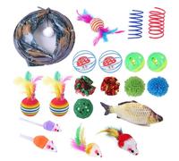 Générique Interactive Cat Toys, Catnip Toys, Cat Toys Set, 20-Piece Multipurpose Toy Kit for Indoor Cats, Includes Feather Mice, Cat Tunnel, Catnip Fish, Rattle Balls, and More for Fun Playtime
