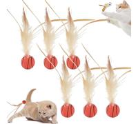 Générique Interactive Feather Ball Toy Set for Cats, Celerypets Interactive Cat Toys for Indoor Cats, Bouncy Tails Cat Toys, Bouncy Balls for Cats, Feather Ball Toy for Cats, for Exercise (B)