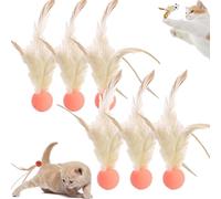 Générique Interactive Feather Ball Toy Set for Cats, Celerypets Interactive Cat Toys for Indoor Cats, Bouncy Tails Cat Toys, Bouncy Balls for Cats, Feather Ball Toy for Cats, for Exercise (D)