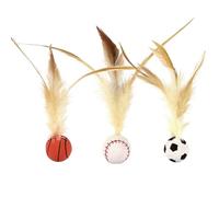 Générique Interactive Feather Ball Toy Set for Cats, Feather Elastic Balls, 2025 New Cat with for Indoor, at with Indoor Cats (A# 3 PCS)