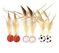 Générique Interactive Feather Ball Toy Set for Cats, Feather Elastic Balls, 2025 New Cat with for Indoor, at with Indoor Cats (1# 6 PCS)
