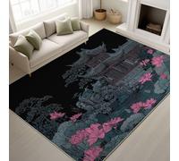 Générique Intérieur Tapis 120 x 160 cm De Salon, Noir Bande dessinée Élégant Architecture Floral Soft Antidérapant Tapis De Sol pour Couloir Chambre, Décoration De Maison Moderne - Nettoyage Facile