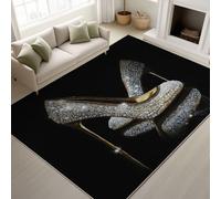 Générique Intérieur Tapis 140 x 200 cm De Salon, Argent Noir Moderne Exquis Élégant Talons Hauts Soft Antidérapant Tapis De Sol pour Couloir Chambre, Décoration De Maison Moderne - Nettoyage Facile