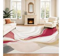 Générique Intérieur Tapis 40 x 60 cm De Salon, Luxe Abstrait Rouge Or Beige Spirale Fluide Motif Élégant Moderne Soft Antidérapant Doux Flanelle Tapis De Sol pour Chambre, Décoration De Maison