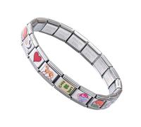 Générique Italian Modular Charm Bracelet, Handmade Stainless Steel Link Jewelry, Stylish Wrist Accessory for Girls, for Travel Camping Banquet Dating Daily Fashion Outfit Use