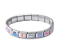Générique Italian Modular Charm - Stainless Steel Jewelry Bracelet for Men | Fashion Accessory with Adjustable Links & Stylish Modular Design for Traveling Camping and Banquet Dating