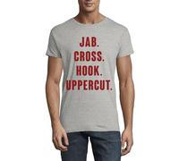Générique Jab Cross Hook Uppercut Boxing T-Shirt en Coton à col Rond pour Hommes Gris X-Large