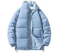 Générique Jacket Homme Hiver - Veste d'hiver Homme Vêtements décontractés pour Hommes Mode Automne et Hiver épais et Ample Manches Longues en Coton des Deux côtés (Sky Blue L)