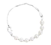 Générique Jade Silver Bangle Green Jade Bracelet Pearl Stretch Bracelet Natural Bead Bangles Adjustable Bracelet Bring Good Luck Wealth Happiness Mamie Couple Anneaux (A, One Size)