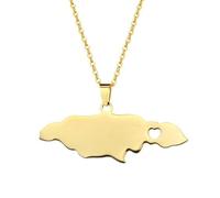 Générique Jamaica Map Necklaces Stainless Steel Pendant Jewelry Heart Jamaican Map Jewelry Gift for Men and Women (Model 3)
