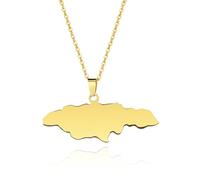 Générique Jamaica Map Necklaces Stainless Steel Pendant Jewelry Heart Jamaican Map Jewelry Gift for Men and Women (Model 1)