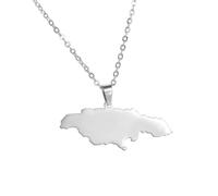 Générique Jamaica Map Necklaces Stainless Steel Pendant Jewelry Heart Jamaican Map Jewelry Gift for Men and Women (Model 2)