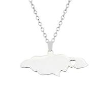 Générique Jamaica Map Necklaces Stainless Steel Pendant Jewelry Heart Jamaican Map Jewelry Gift for Men and Women (Model 4)