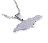 Générique Jamaica Map Stainless With City Steel Pendant Necklaces Jewellery Jamaican Map Jewelry Gift for Men and Women (Model 2)