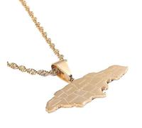 Générique Jamaica Map Stainless With City Steel Pendant Necklaces Jewellery Jamaican Map Jewelry Gift for Men and Women (Model 1)