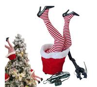 Générique Jambes De Père Noël Secouées Électriques, 38x13x12cm Décorations d'arbre De Noël De Jambe D'elfe Animée, avec Port USB, Peut Être Suspendu Au sur Une Couronne