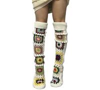 Générique Jambières Chaudes pour Hiver - Bas Genou Épais en Laine pour Maison - Confortables, Élastiques et à la Mode(White, One Size)