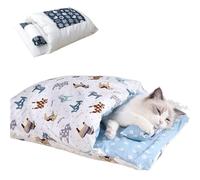 Générique Japanese Style Cat Beds,Self Warming Cat Bed,Cute Kitten Puppies Sleeping Bag Cave Bed with Pillow Mat,Washable Pocket Pet Bed Cat Nest Snuggle Sack for Indoor Outdoor Pets (Navy Blue, L)