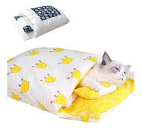 Générique Japanese Style Cat Beds,Self Warming Cat Bed,Cute Kitten Puppies Sleeping Bag Cave Bed with Pillow Mat,Washable Pocket Pet Bed Cat Nest Snuggle Sack for Indoor Outdoor Pets (Yellow, S)