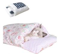 Générique Japanese Style Cat Beds,Self Warming Cat Bed,Cute Kitten Puppies Sleeping Bag Cave Bed with Pillow Mat,Washable Pocket Pet Bed Cat Nest Snuggle Sack for Indoor Outdoor Pets (Pink, XL)