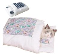 Générique Japanese Style Cat Beds,Self Warming Cat Bed,Cute Kitten Puppies Sleeping Bag Cave Bed with Pillow Mat,Washable Pocket Pet Bed Cat Nest Snuggle Sack for Indoor Outdoor Pets (Purple, S)