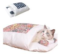 Générique Japanese Style Cat Beds,Self Warming Cat Bed,Cute Kitten Puppies Sleeping Bag Cave Bed with Pillow Mat,Washable Pocket Pet Bed Cat Nest Snuggle Sack for Indoor Outdoor Pets (Pink Cat, L)