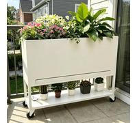 Générique Jardin SuréLevé Mobile, Bac à Plantes avec Roues Et Bac De Drainage, Planteur SuréLevé à Double Couche pour Balcon Terrasse DéCoration ExtéRieur